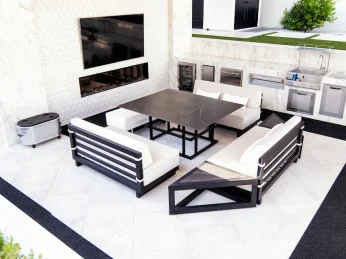 dekton U shaped dining booth made by CC Patio