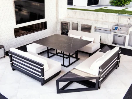 dekton U shaped dining booth made by CC Patio